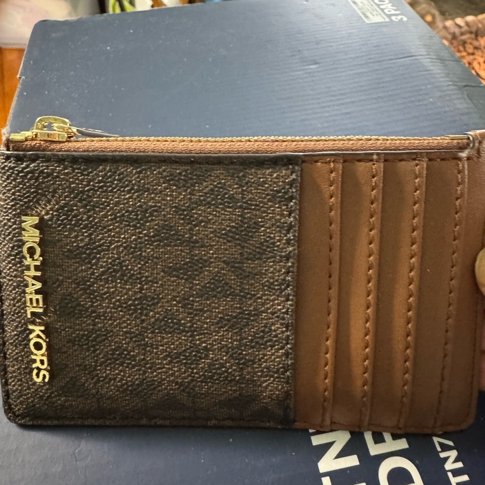 Michael Kors Brown and Gold Key & Card Holder
